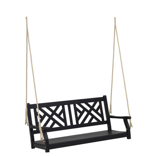 Living Accents 2 Person Black Wood Porch Swing