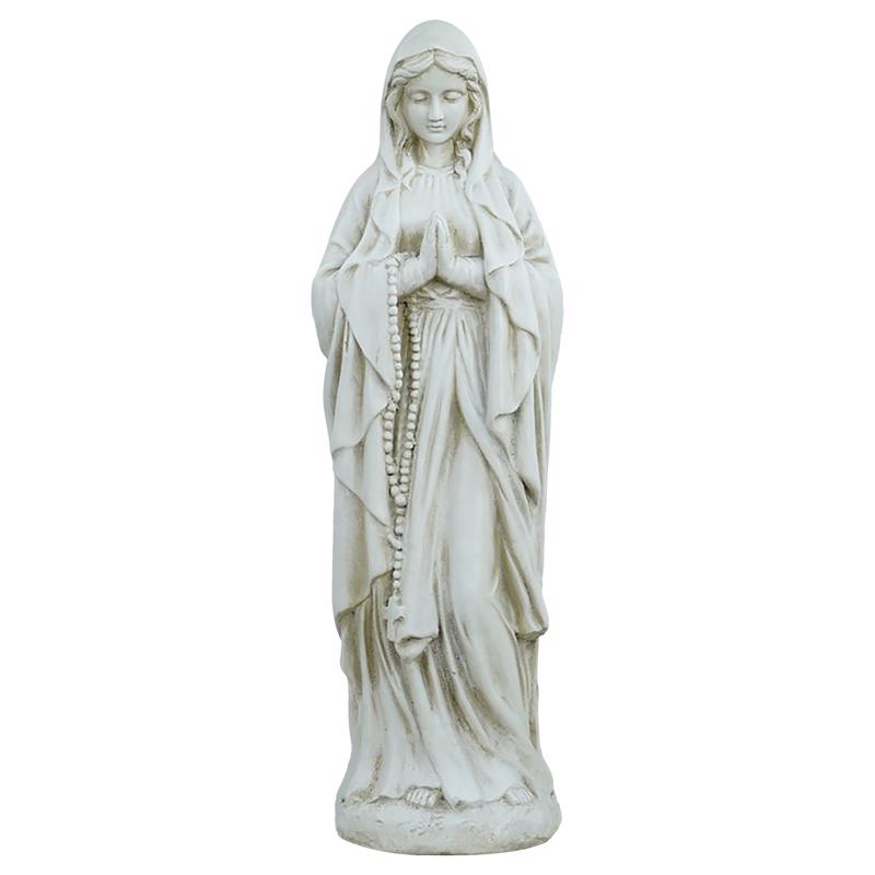 Alpine Fiberglass/MGO Gray 30 in. Praying Madonna Statue