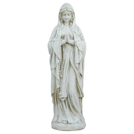 Alpine Fiberglass/MGO Gray 30 in. Praying Madonna Statue
