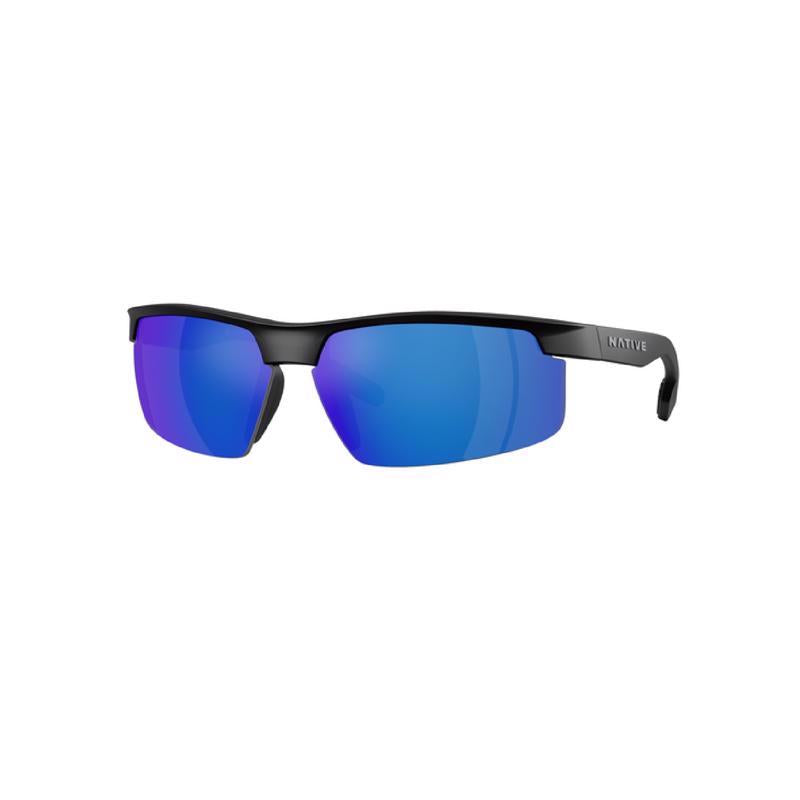 Native Ridge-Runner Crest Men's Matte Black Frame Blue Reflex Lens Polarized Sunglasses