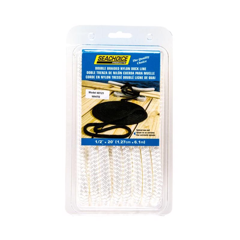 Seachoice Double Braid White Nylon Dock Lines