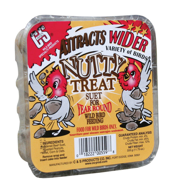 C&S Products Nutty Treat Assorted Species Beef Suet Wild Bird Food 11.75 oz