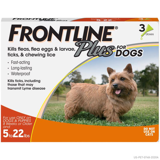 Frontline Plus Liquid Dog Flea and Tick Drops 9.8% Fibronil, 8.8% (S)-methoprene 0.02 oz