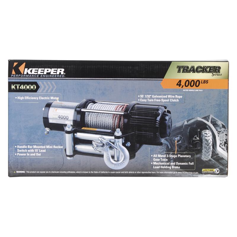 Keeper 55 ft. 4000 lb 1.6 HP Permanent Magnet Electric Automotive Winch