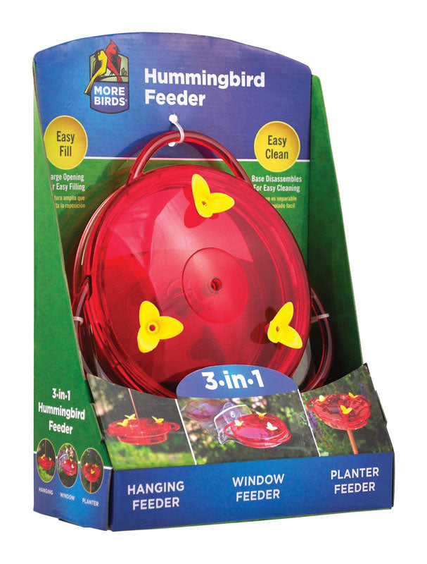 More Birds Hummingbird Plastic 3-in-1 Nectar Bird Feeder 3 ports
