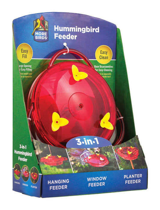 More Birds Hummingbird Plastic 3-in-1 Nectar Bird Feeder 3 ports