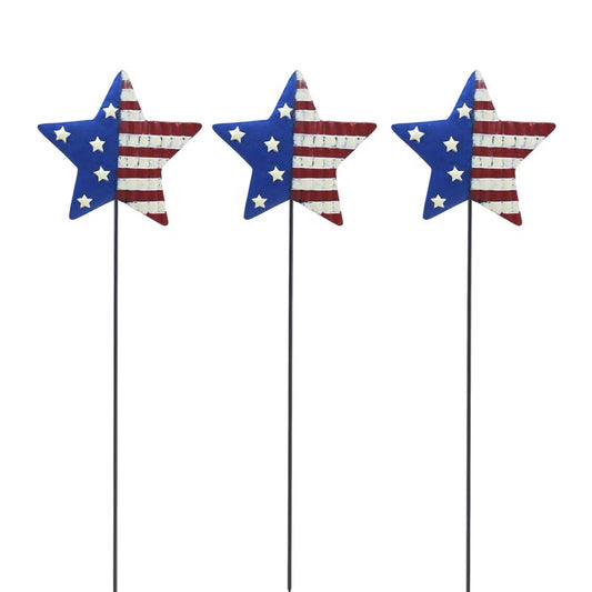 Alpine USA Star Red, White, Blue Metal 24 in. H X 1 in. W Outdoor Garden Stake