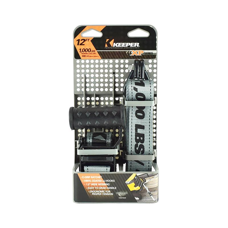 Keeper 1.5 in. W X 14 ft. L Gray Ratchet Tie Down Strap 1000 lb 1 pk