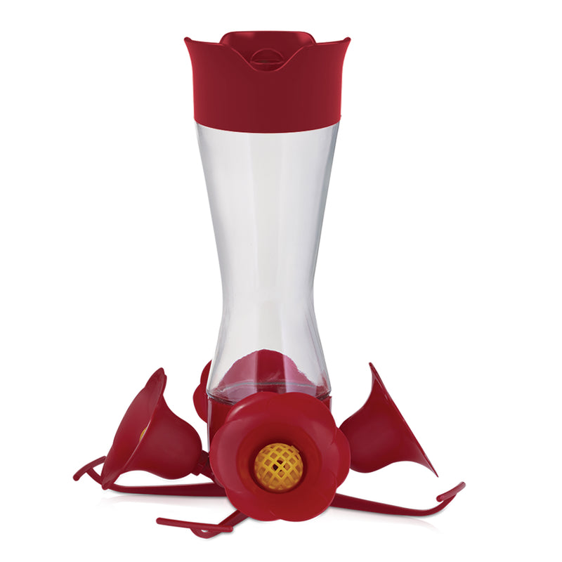 Perky-Pet Hummingbird 8 oz Glass/Plastic Pinch-Waist Nectar Bird Feeder 4 ports