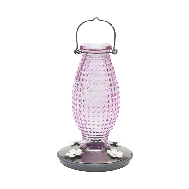 Perky-Pet Hummingbird 16 oz Glass/Metal Cranberry Hobnail Vintage Nectar Bird Feeder 4 ports