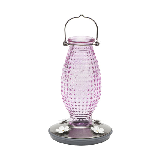 Perky-Pet Hummingbird 16 oz Glass/Metal Cranberry Hobnail Vintage Nectar Bird Feeder 4 ports