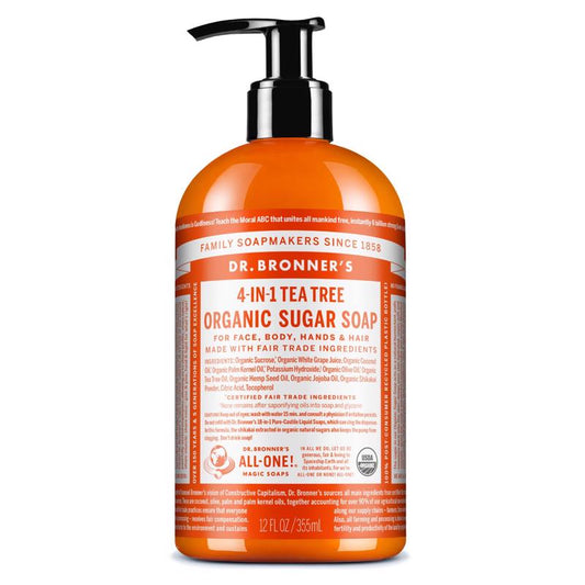 Dr. Bronner's 4-in-1 Organic Tea Tree Scent Sugar Soap 12 oz