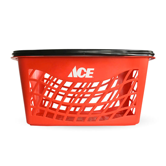 Red Plastic Ergonomic Handle Shopping Basket 10 in. H X 13 in. W X 20.50 in. L