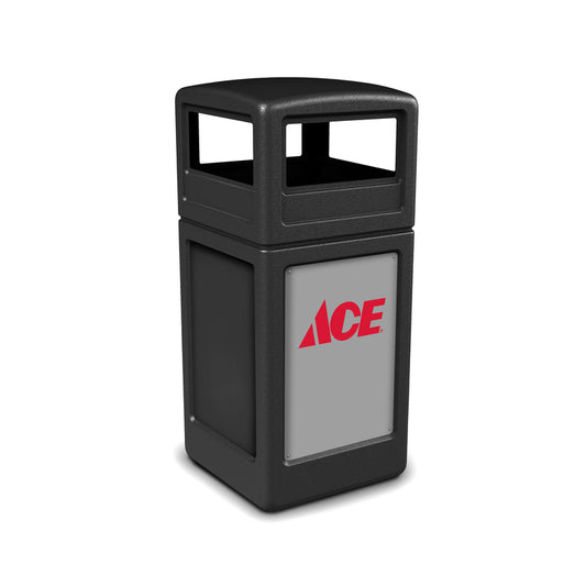 42 gal Waste Container Black with ACE Logo 42 in. H X 19 in. W X 19 in. L