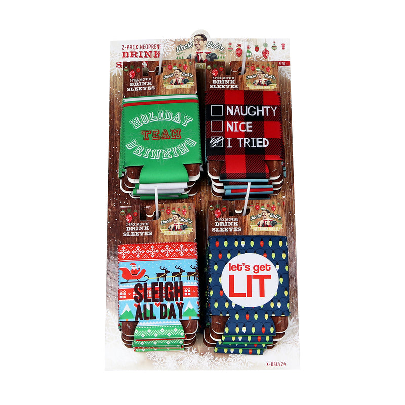 Uncle Bob's Assorted Christmas Drink Sleeve 2 pk