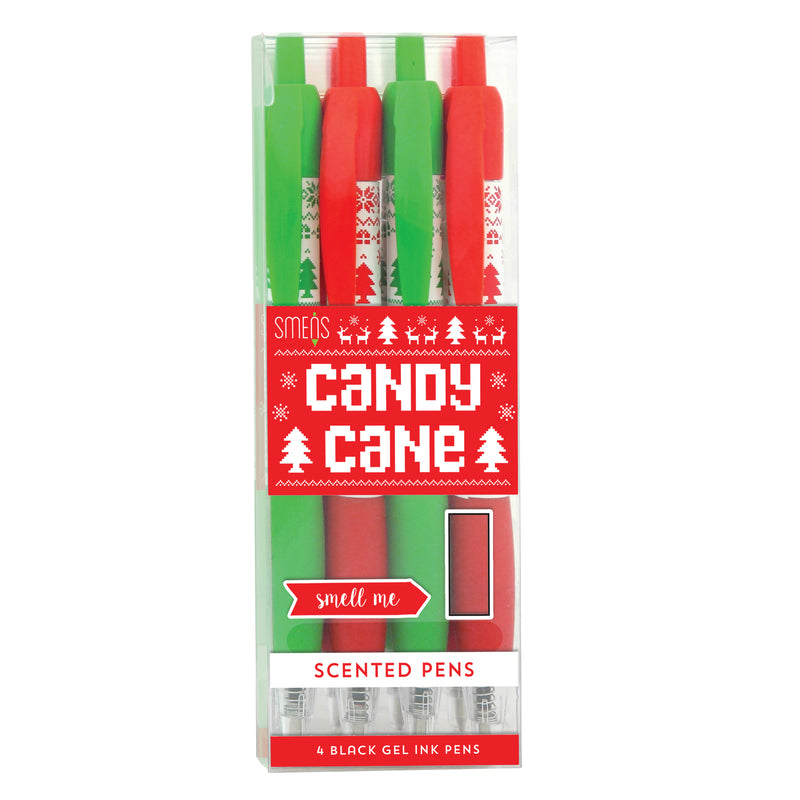 Smens Candy Cane Black Retractable Pen 4 pk