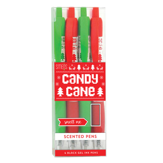 Smens Candy Cane Black Retractable Pen 4 pk