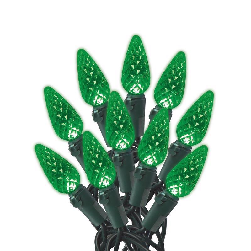 Celebrations Blue LED C6 Green 100 ct String Christmas Lights 24.5 ft.