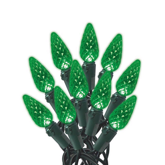 Celebrations Blue LED C6 Green 100 ct String Christmas Lights 24.5 ft.