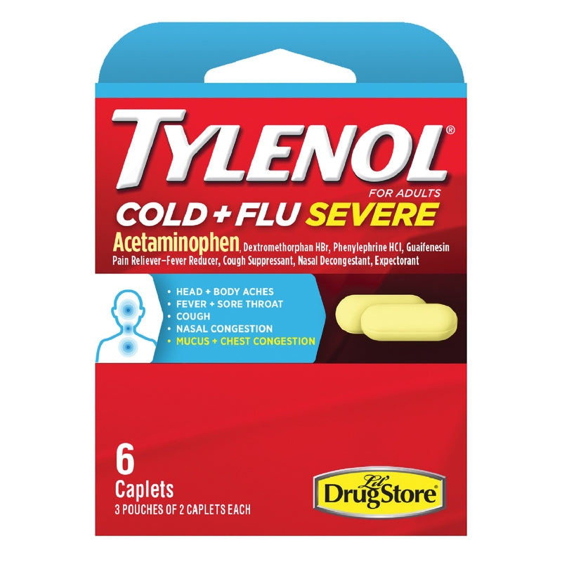 Tylenol Cold and Flu Severe Yellow Extra Strength Acetaminophen 6 ct 6 pk