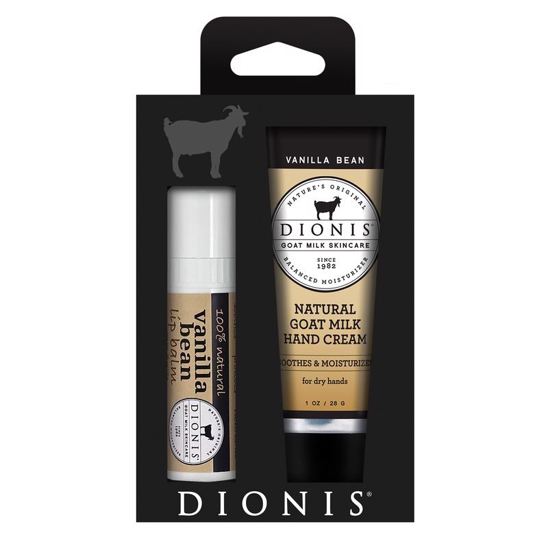 Dionis Goat Milk Skincare Goat Milk & Vanilla Bean Scent Hand Cream and Lip Balm 1.28 oz 2 pk