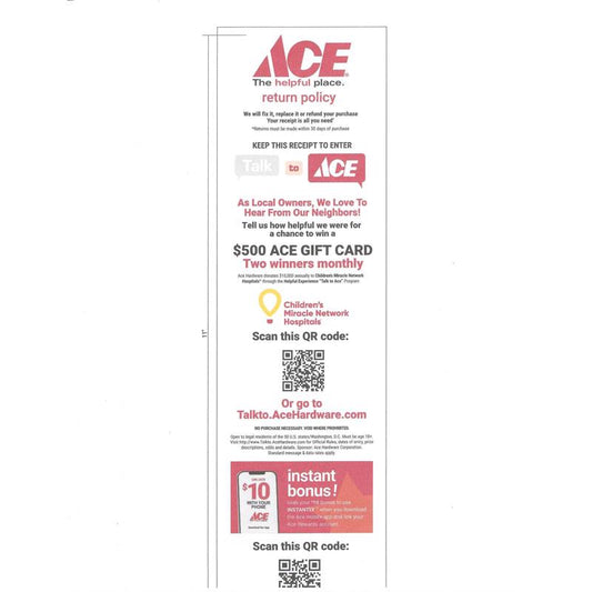 3.13 in. W X 230 ft. L 1 ply Ace Logo Thermal Custom Cash Register Receipt Paper 50 pk