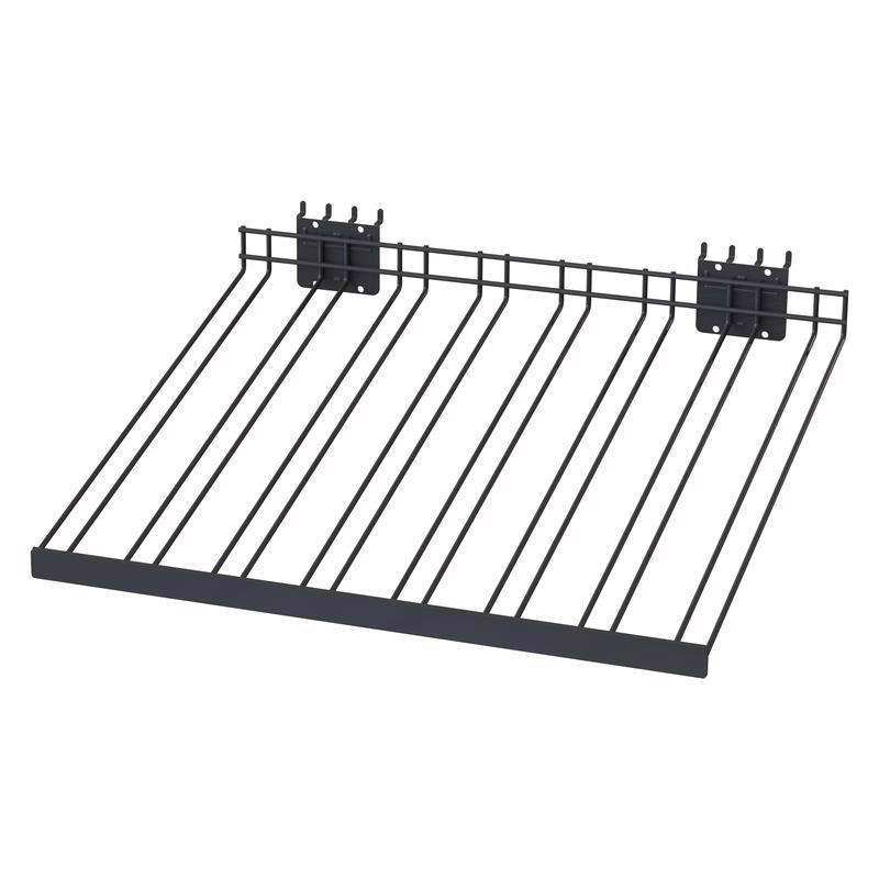 3 in. H X 22 in. W X 18 in. D Black Metal Sprinkler Head Shelf Pegboard Display