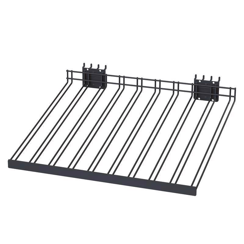 3 in. H X 22 in. W X 18 in. D Black Metal Sprinkler head Shelf Pegboard Display