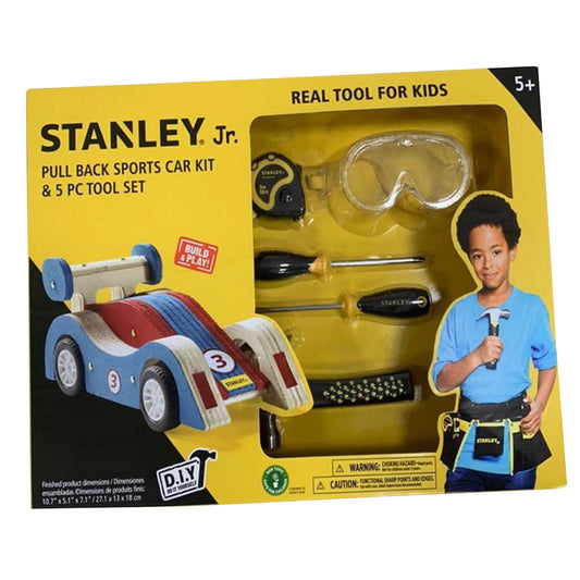 STANLEY Jr. Pull Back Sports Car Kit and Tool Set Multicolored 5 pc