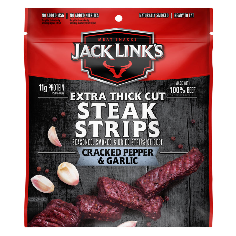 Jack Link's Cracked Pepper and Garlic Beef Strips 2.6 oz Bagged