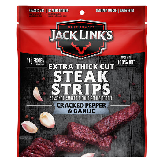 Jack Link's Cracked Pepper and Garlic Beef Strips 2.6 oz Bagged