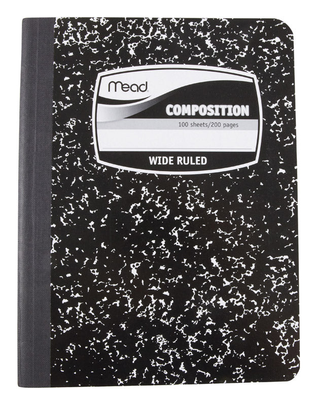 Mead 7-1/2 in. W X 9-3/4 in. L Wide Ruled Stitched Black Composition Book
