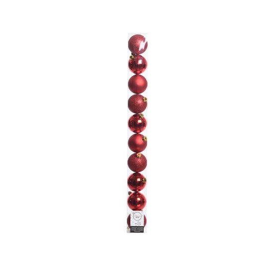 Decoris Red Shatterproof Baubles Ornaments 2 in.