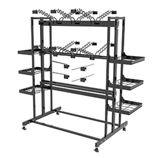 64 in. H X 37 in. W X 75 in. D Black Metal Shovel Rack