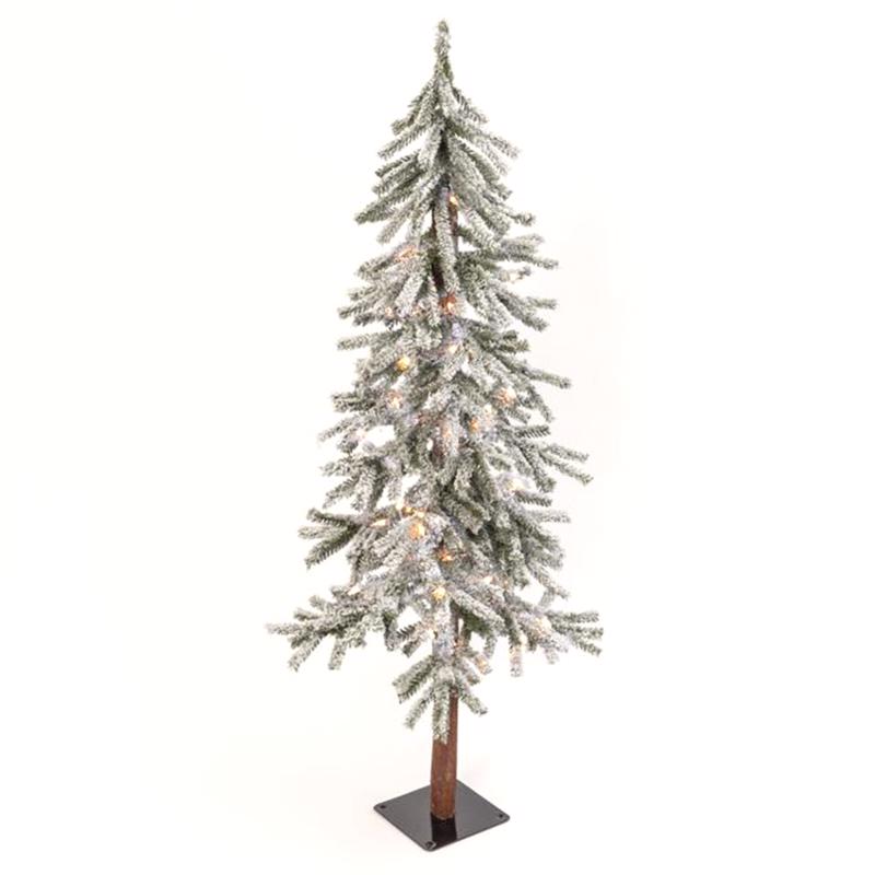 Gerson 5 ft. Slim Incandescent 150 ct Flocked Alpine Christmas Tree