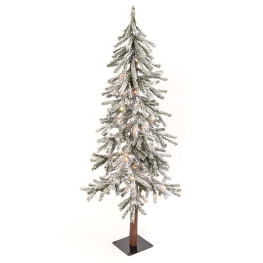Gerson 5 ft. Slim Incandescent 150 ct Flocked Alpine Christmas Tree
