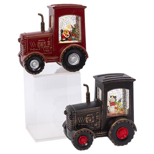 Gerson LED Assorted Holiday Tractor Snowglobe 6.95 in.