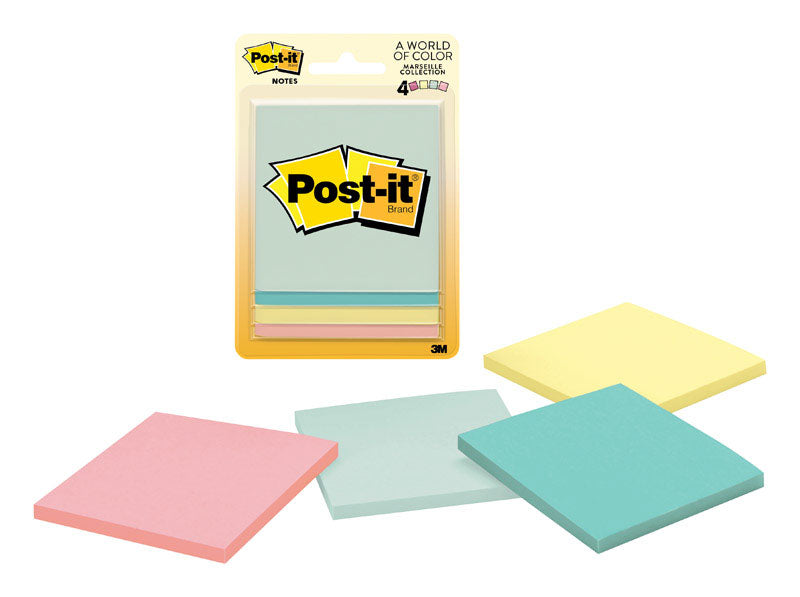 Post-it 3 in. W X 3 in. L Assorted Sticky Notes 4 pad