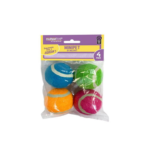 Multipet Assorted Plush Squeaky Tennis Ball 2 4 pk