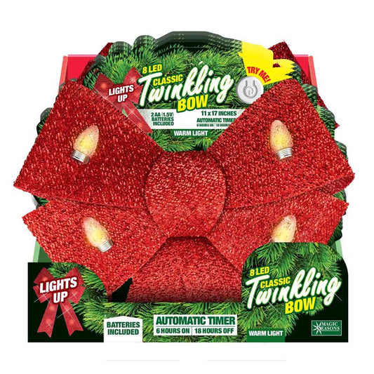 Magic Seasons LED Warm White Bow 17 in. Hanging Decor