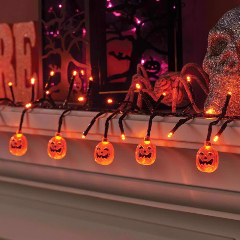 Celebrations Halloween Orange 120 ct 9 ft. LED Prelit Pumpkins Lights
