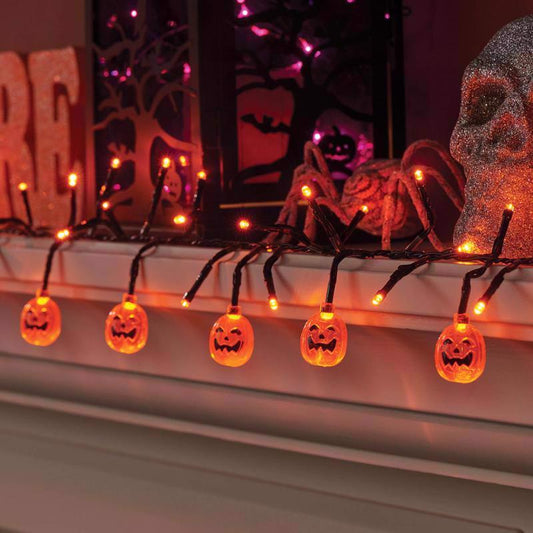 Celebrations Halloween Orange 120 ct 9 ft. LED Prelit Pumpkins Lights