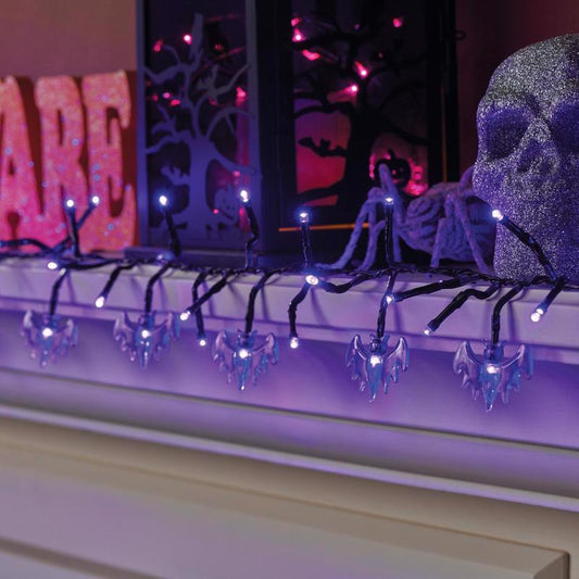 Celebrations Halloween Purple 120 ct 9 ft. LED Prelit Bat Lights