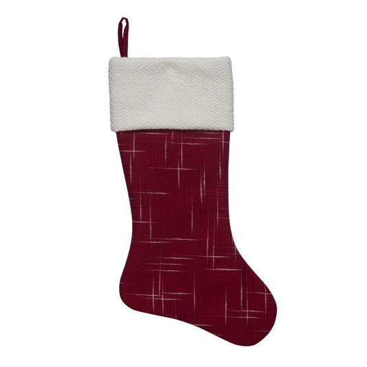 Dyno Red/White Boucle Cuff Christmas Stocking 20 in.