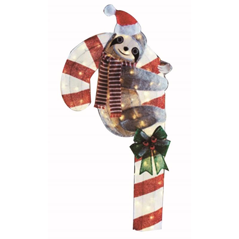 Sienna LED Warm White Sloth with Candy Cane 4 ft. Yard Decor
