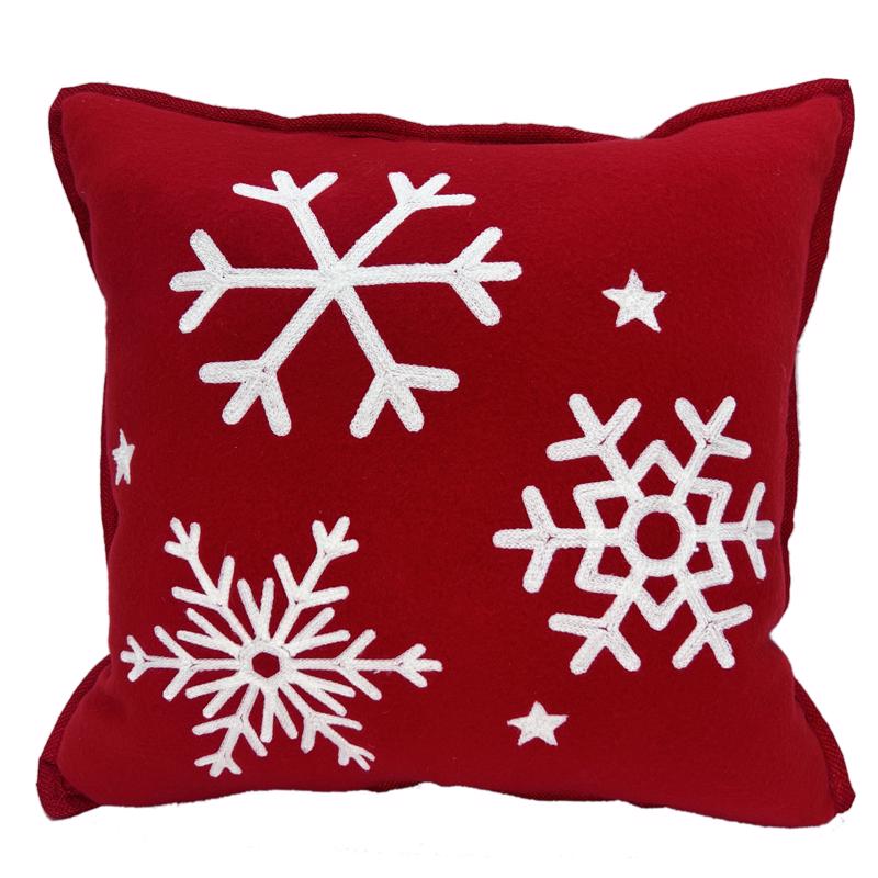 Celebrations Home Red/White Snowflake Pillow 5 in.