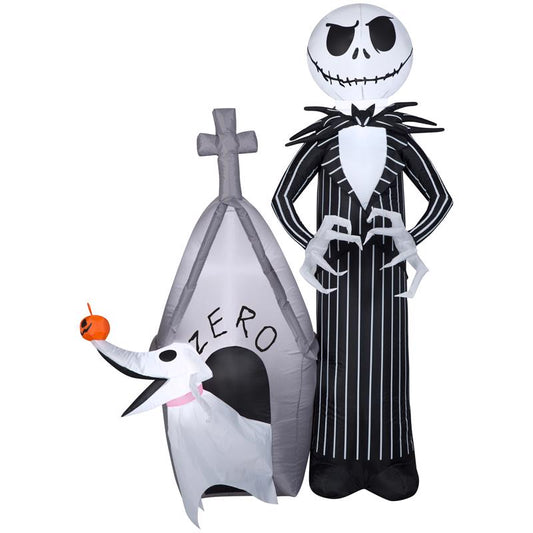 Gemmy Airblown 5 ft. LED Prelit Jack Skellington Jack and Zero Inflatable