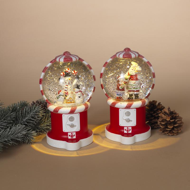 Gerson LED Red/White Holiday B/O Lighted Spinning Snowglobe 7.5 in.