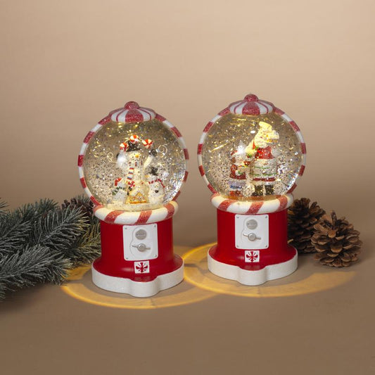 Gerson LED Red/White Holiday B/O Lighted Spinning Snowglobe 7.5 in.