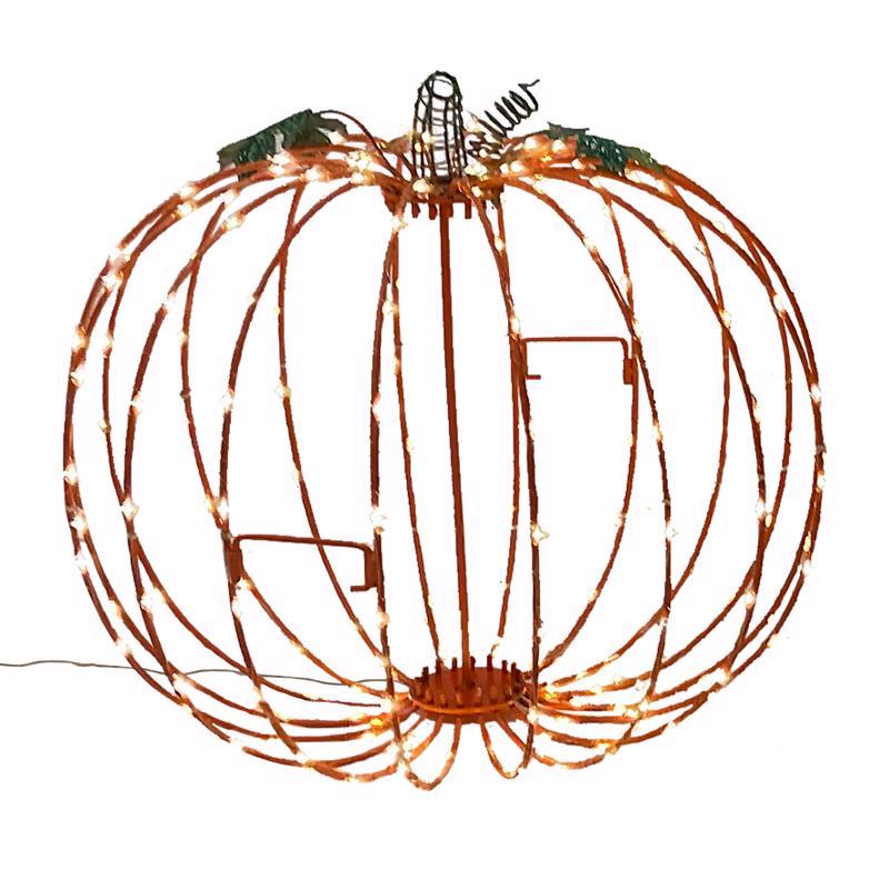 Celebrations White 216 ct 14 in. LED Prelit Foldable Pumpkin Halloween Decor